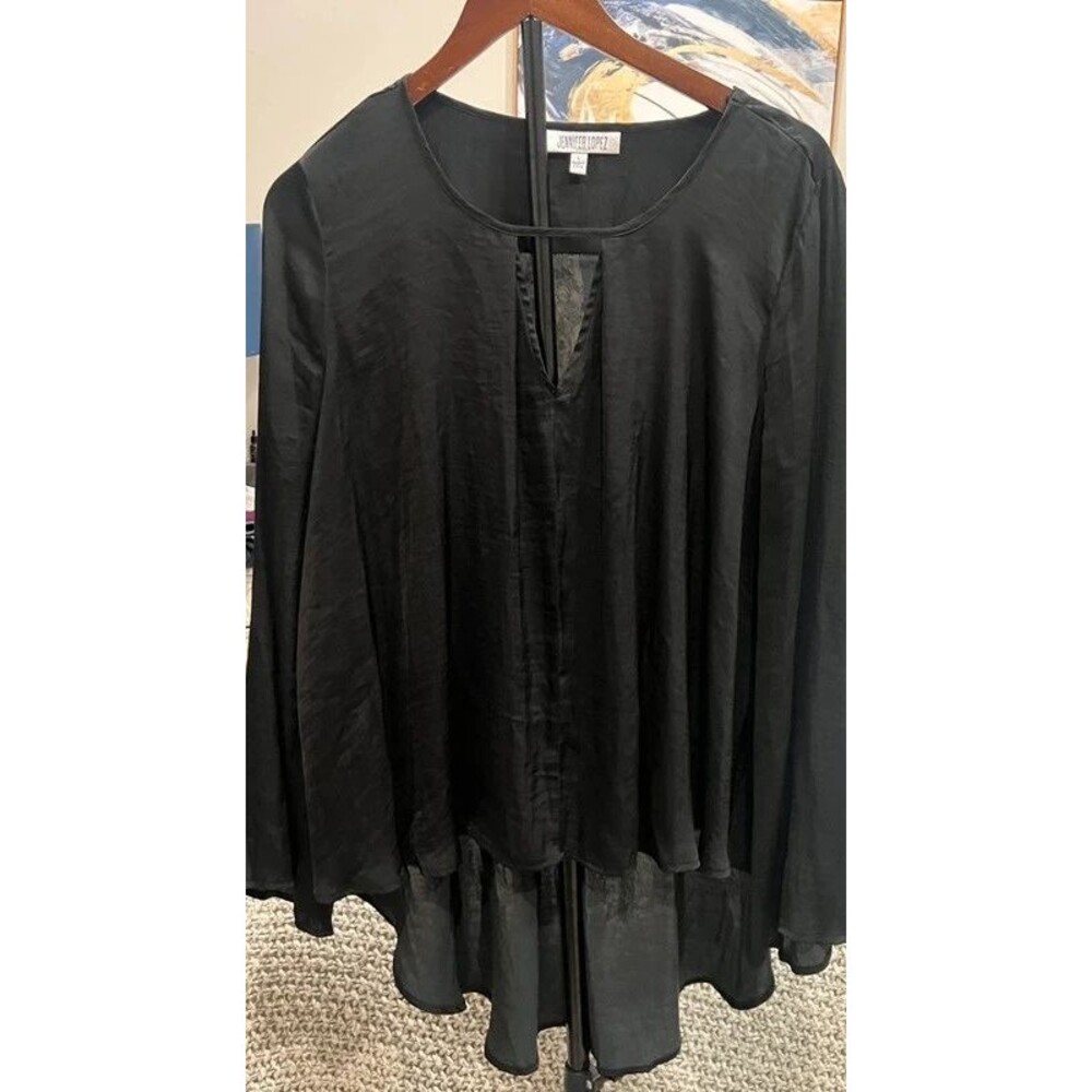 Jennifer Lopez Black Sheer Long Sleeve Tunic Blouse – Size L